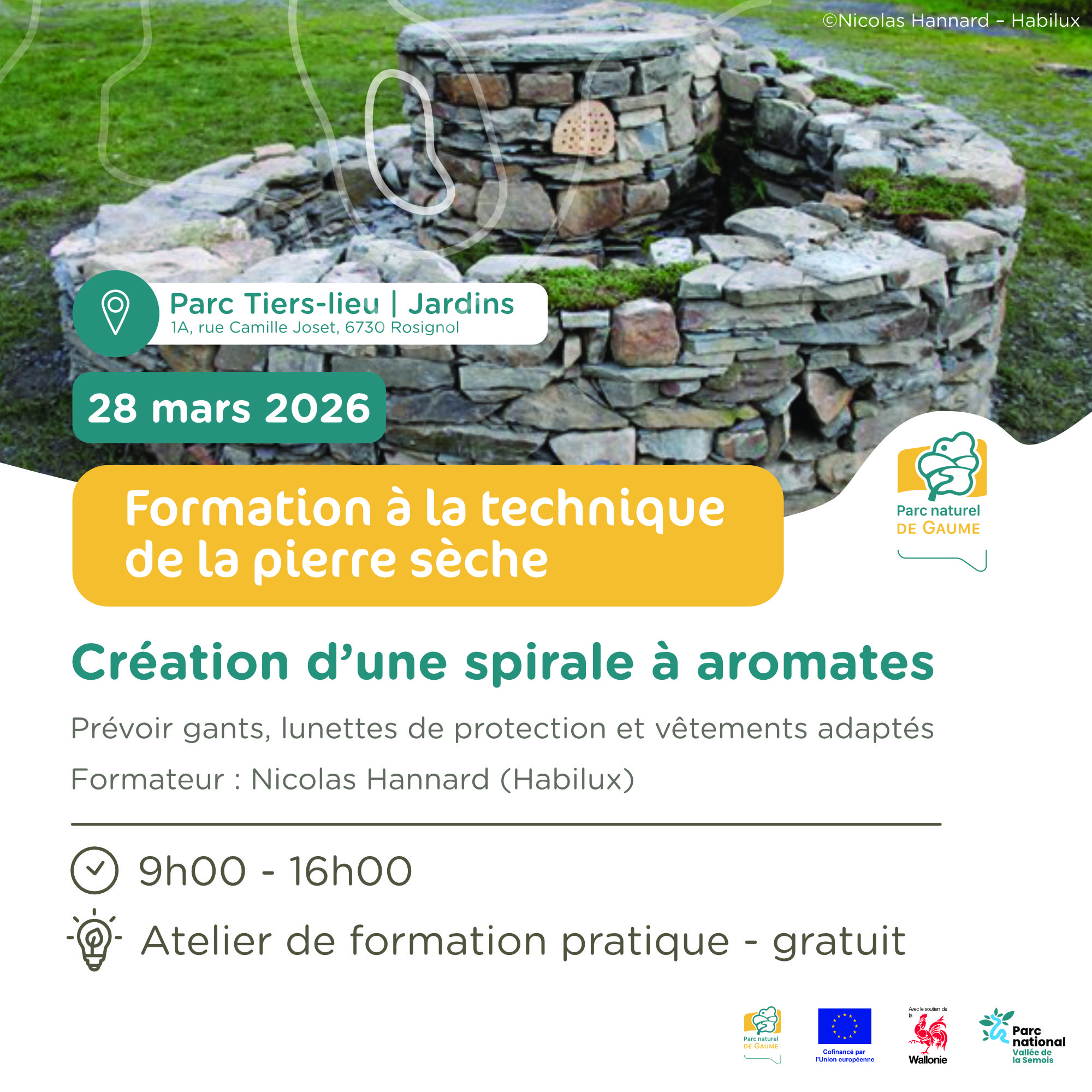 Atelier participatif : création d'une spirale à aromates en pierre sèche